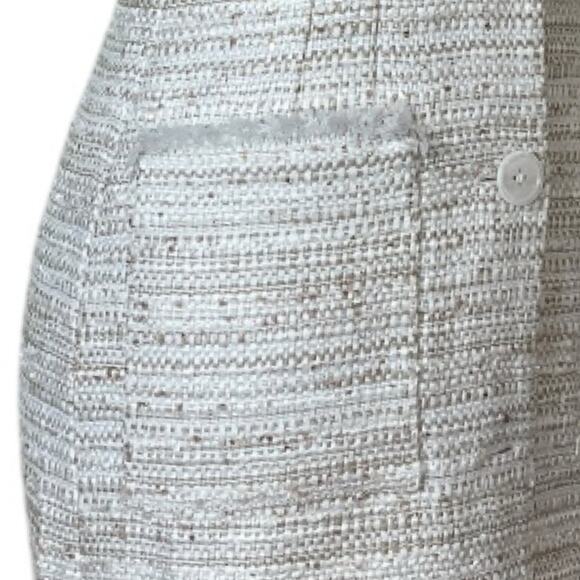 L'Academie Revolve NEW Cream Tweed Sheath Mini Dress Button Front Women Size XS - Picture 10 of 13